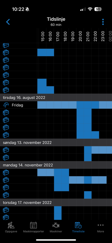 Time entries and timeline